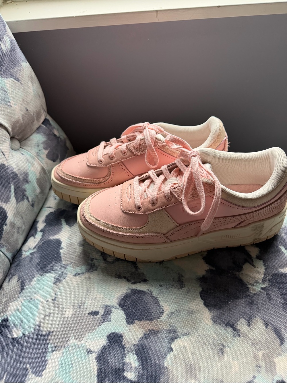 Puma Pink Platform Lace-Up Sneakers